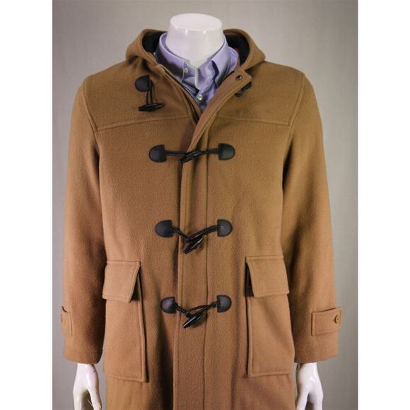 LL Bean Men's Camel Brown Wool Hooded Duffle Toggle Coat Small Regular - Picture 2 of 9